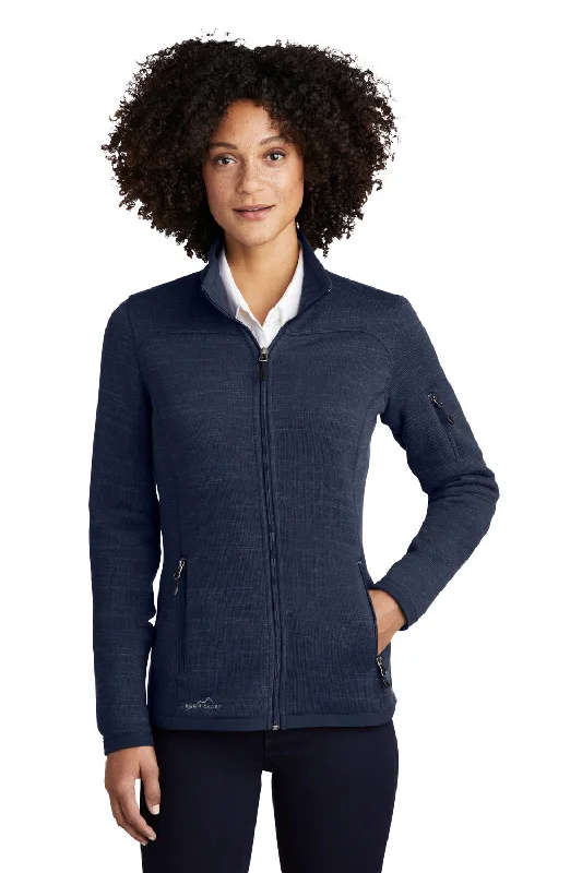 Eddie Bauer Womens Pill Resistant Fleece Full Zip Jacket - Heather River Navy Blue