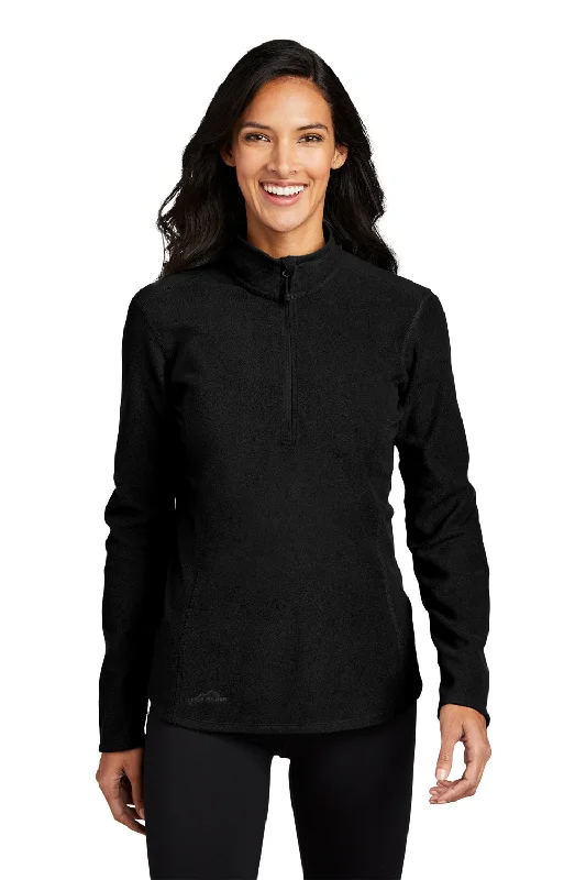 Eddie Bauer Womens Pill Resistant Microfleece 1/4 Zip Jacket - Black