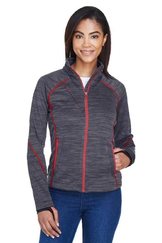 North End Womens Sport Red Flux Full Zip Jacket - Carbon Grey/Olympic Red