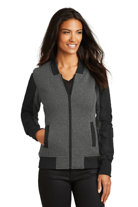 Ogio Womens Crossbar Water Resistant Fleece Full Zip Jacket - Heather Blacktop - Closeout