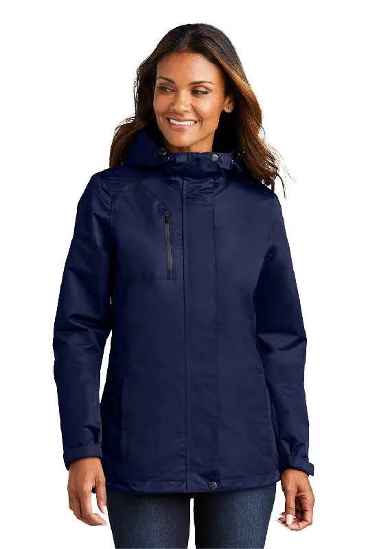 Port Authority Womens All Conditions Waterproof Full Zip Hooded Jacket - True Navy Blue