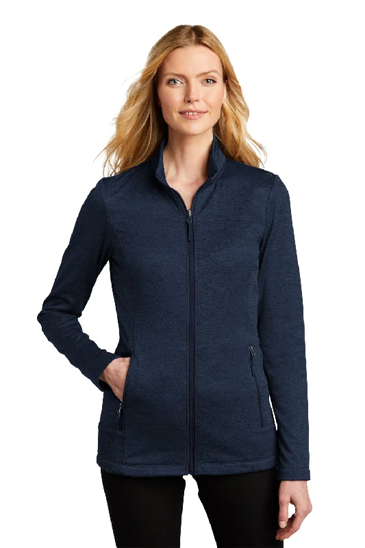 Port Authority Womens Collective Striated Fleece Full Zip Jacket - Heather River Navy Blue