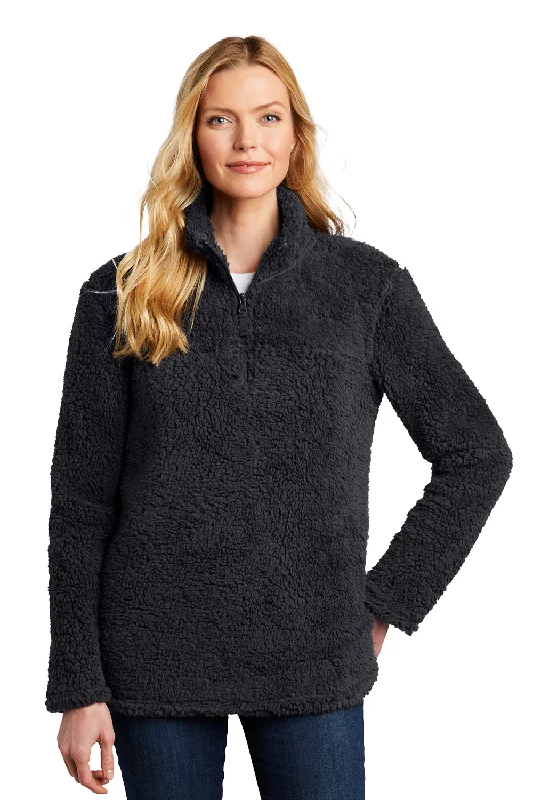 Port Authority Womens Cozy Sherpa Fleece 1/4 Zip Jacket - Charcoal Grey