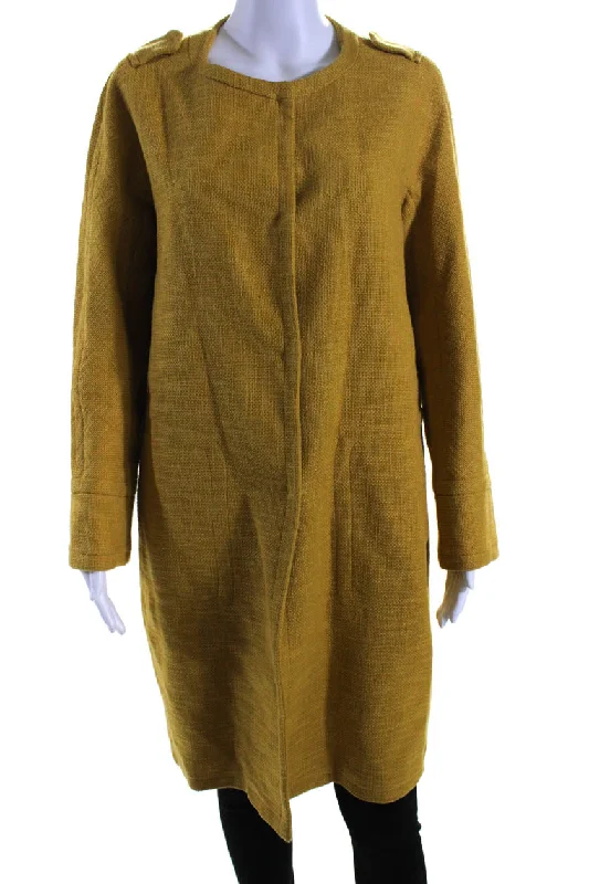 'S Max Mara Womens Cotton Woven Long Sleeve Mid Length Pea Coat Yellow