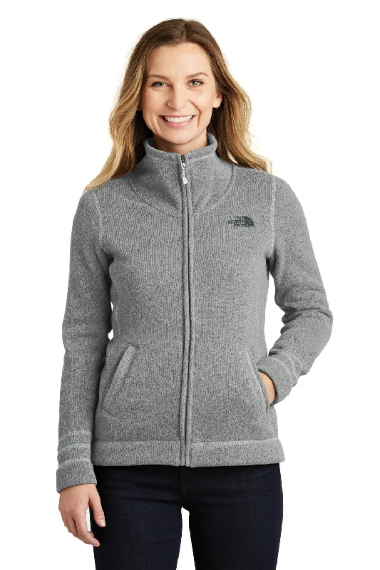 The North Face Womens Full Zip Sweater Fleece Jacket - Heather Medium Grey