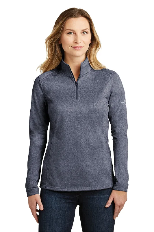 The North Face Womens Tech Pill Resistant Fleece 1/4 Zip Jacket - Heather Urban Navy Blue - Closeout