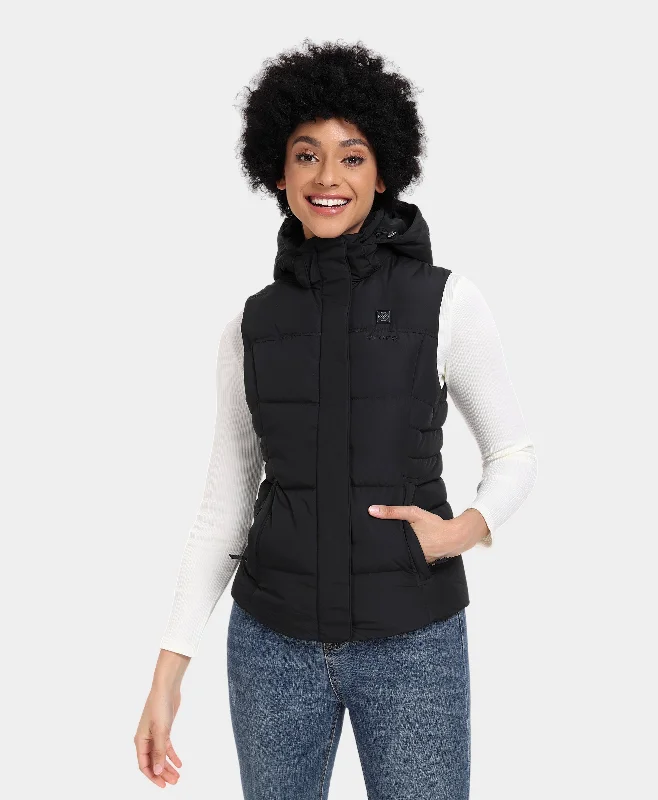 Women's Heated Down Vest - Black/Gray