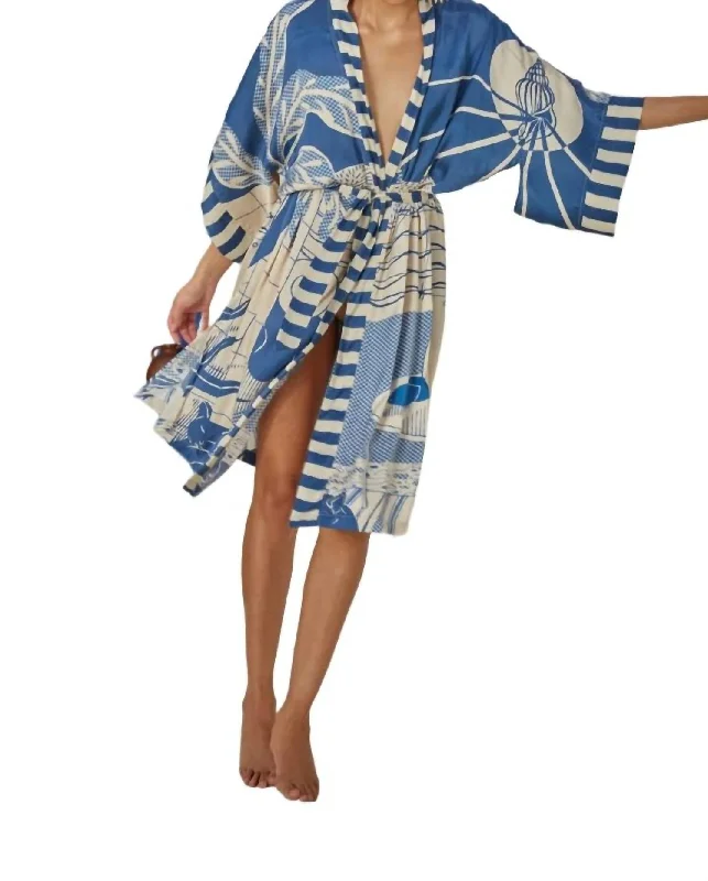 Helen Kimono In Playa Print