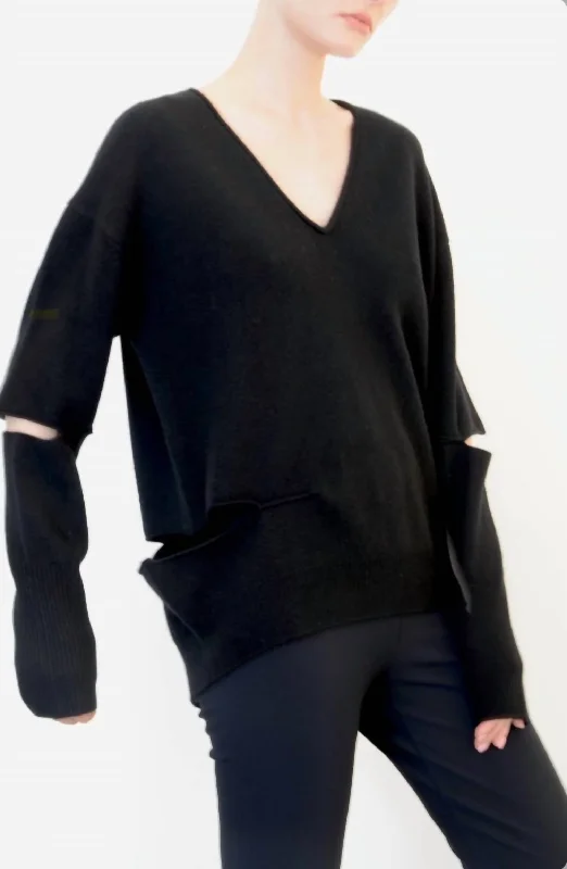 Weston Cashmere V-Neck Sweater In Black