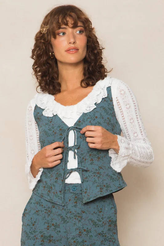 Birdie Vest in Blue Floral - FINAL SALE