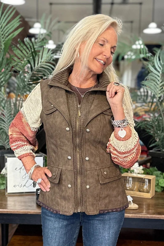 EXCLUSIVE DESIGN  Faux Leather Brown Vest by GALLOP 'N GLITZ