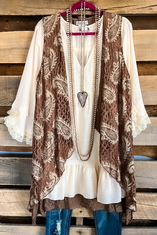 Paisley Cascade Vest - Mocha