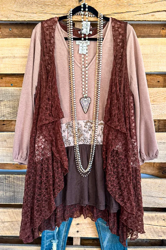 Run To Me Lace Vest - Brown