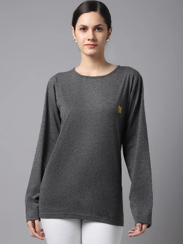 Vimal Jonney Cotton Anthracite FullSleeve T-Shirt For Women