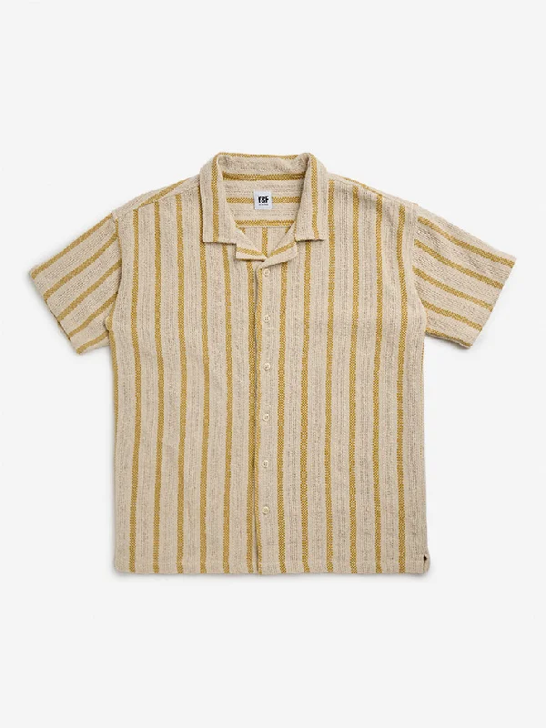 Y&F Kids Yellow Knitted Resort-Fit Cotton Blend Shirt