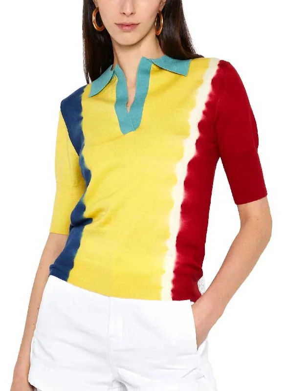 Color Blocked Short Sleeve Polo Shirt In Multi