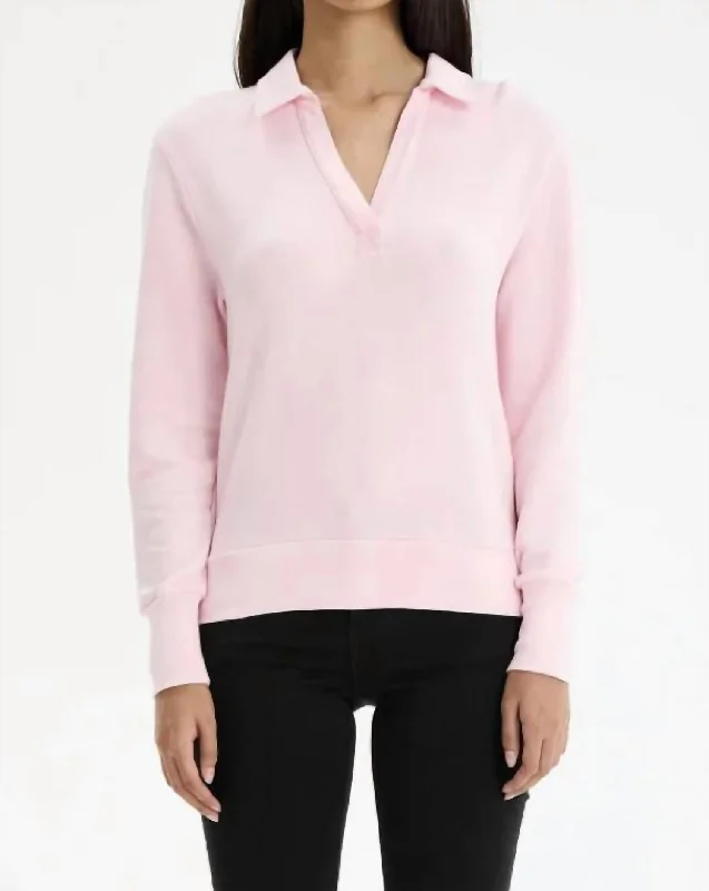 Kendall Polo Sweatshirt In Candy Pink