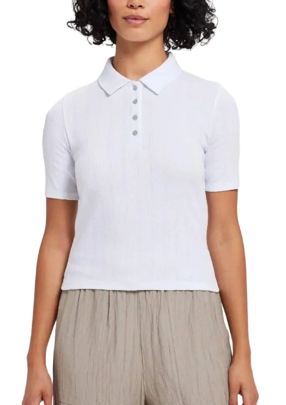 Pointelle Polo In White