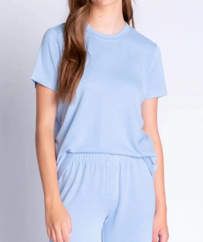 Reloved Lounge Short Sleeve Top In Ice Blue