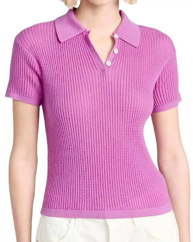 Shrunken Polo Shirt In Fuchsia