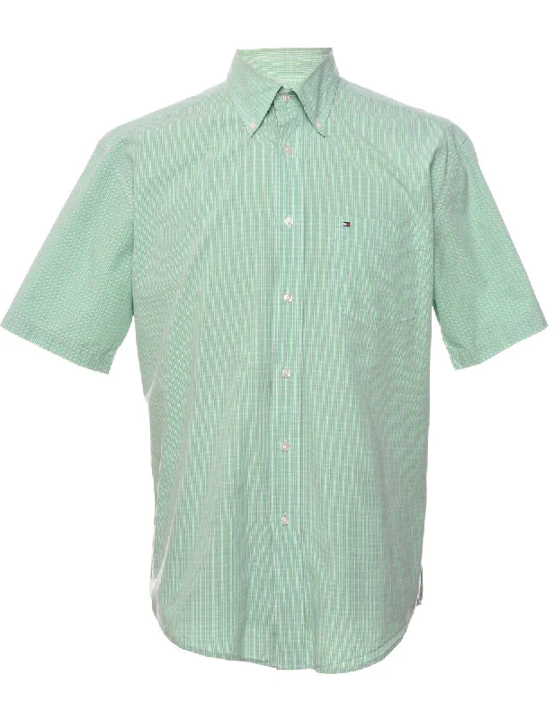 Tommy Hilfiger Green & White Short Sleeve Checked Shirt - M