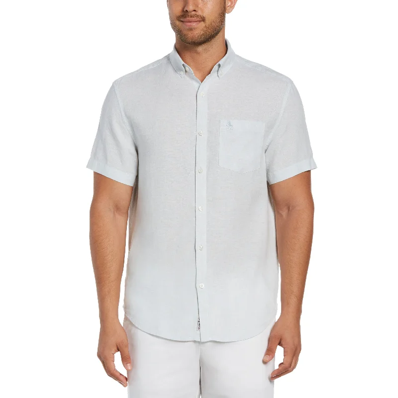 Short Sleeve Washed Linen Shirt