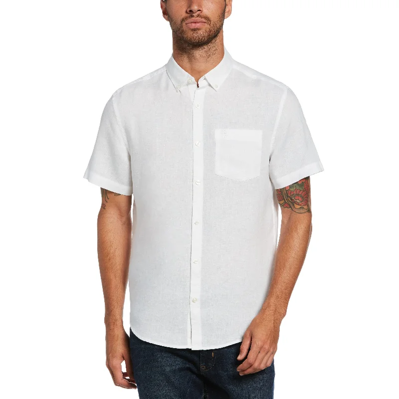 Short Sleeve Washed Linen Shirt