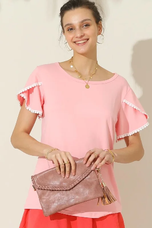 DOUBLE LAYERED SHORT SLEEVE CASUAL TOP