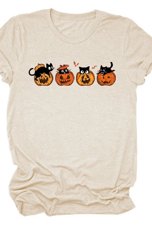 PUMPKIN CAT CUTE AND FUNNY SHORT SLEEVE WOMEN