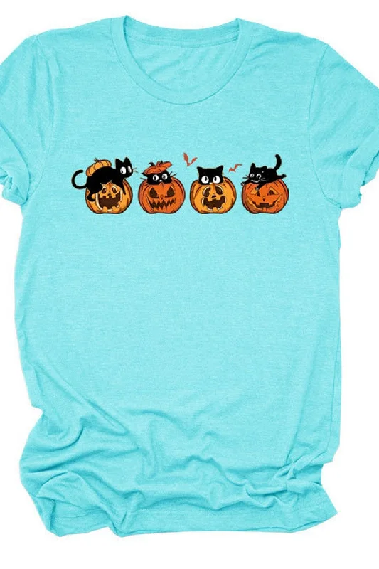 PUMPKIN CAT CUTE AND FUNNY SHORT SLEEVE WOMEN