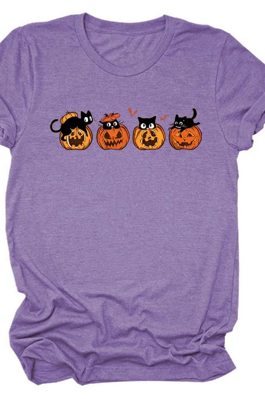 PUMPKIN CAT CUTE AND FUNNY SHORT SLEEVE WOMEN