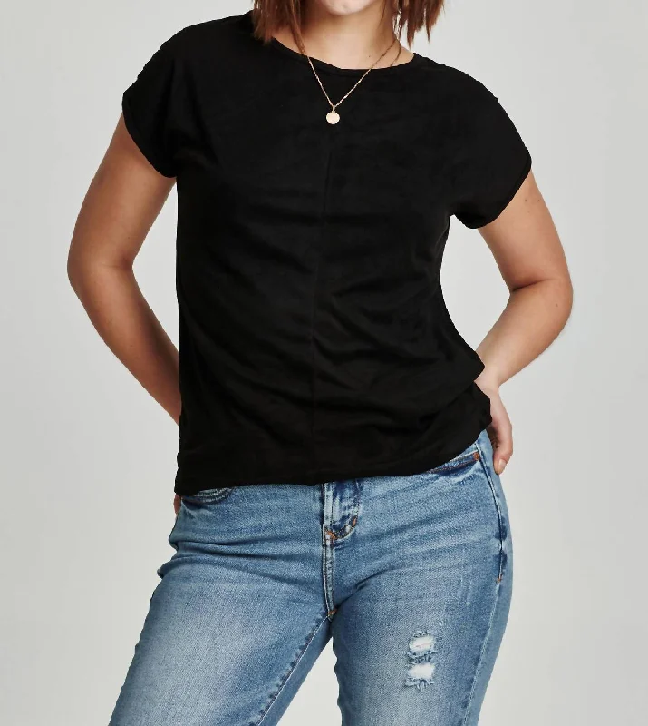 Lacey Short Sleeve Dolman Top In Black