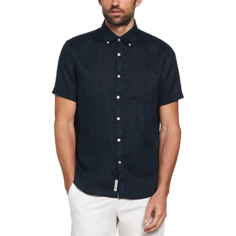 Short Sleeve Washed Linen Shirt