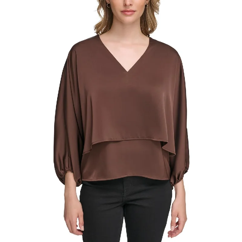 Womens Layered V-Neck Blouse