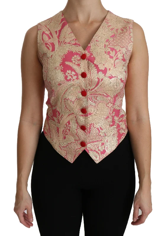 Dolce & Gabbana Elegant Silk Blend V-Neck Vest Women's Top