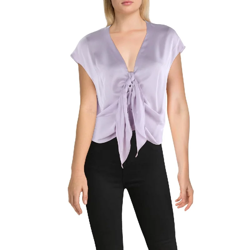 Womens Satin V-Neck Blouse