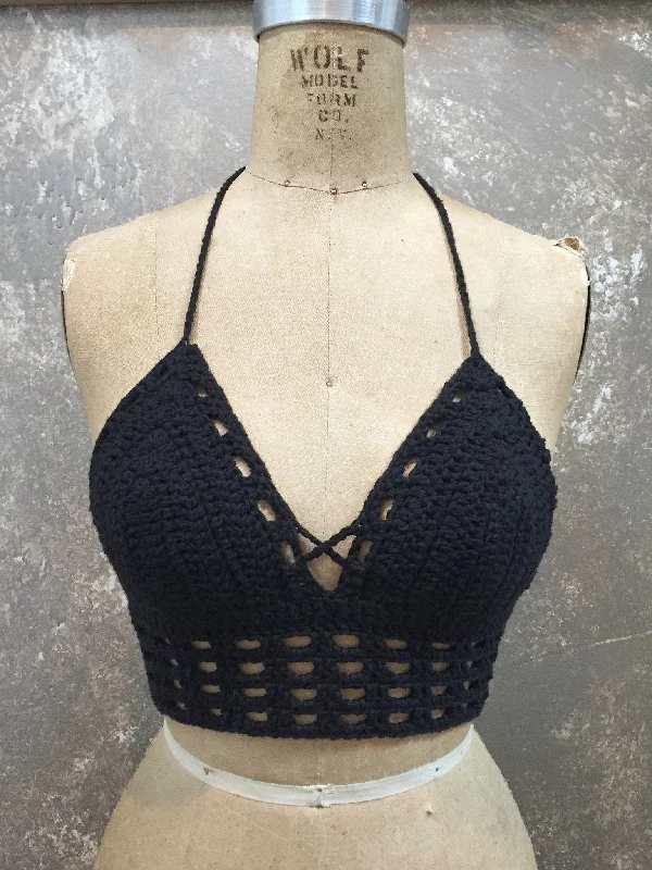 Erica Simmers Black Netted Crop Top