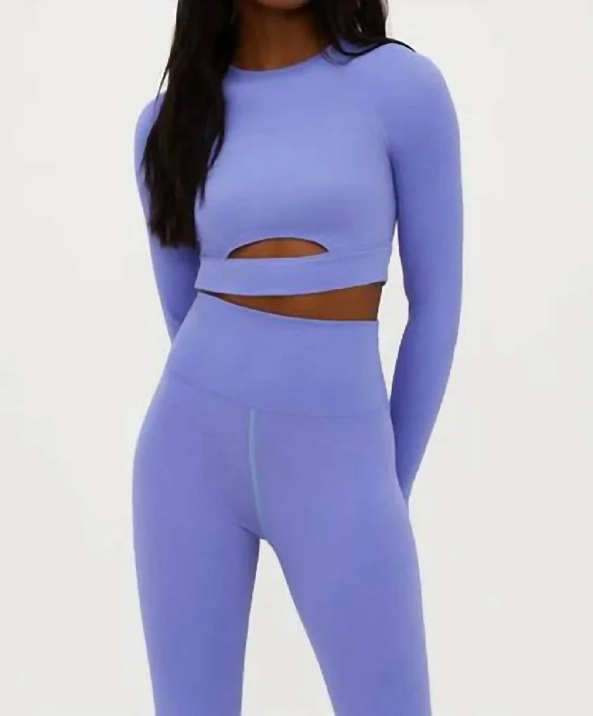 Francine Long Sleeve Crop Top In Periwinkle