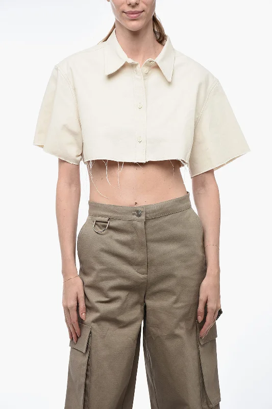 Heron Preston EXRAY Cropped Fit Shirt with Raw-cut Edges