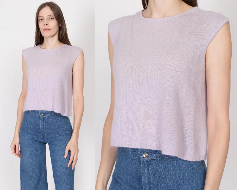 Large 90s Lilac Purple Cashmere Crop Top