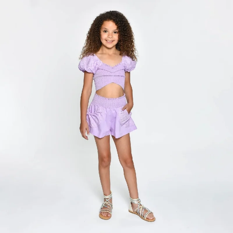 EDINA PUFF SLEEVE CROP TOP AND SHORTS SET (PREORDER)