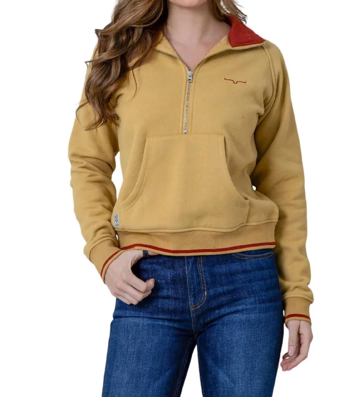 Malta Cropped Quarter Zip Sweatshirt In Maize