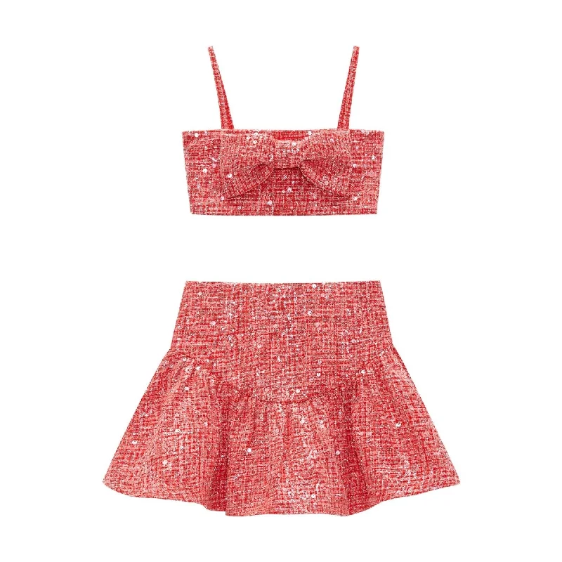 JINGLE CROP CROP AND SKIRT SET