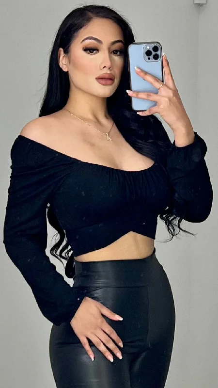 Nayeli Crop Top-(Black)