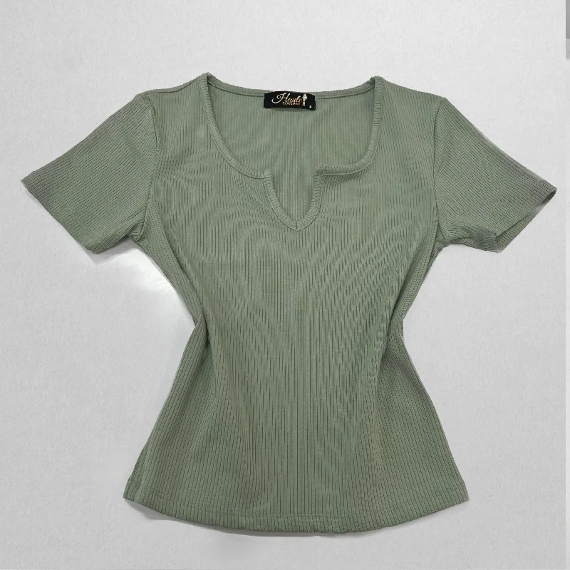 Ribbed Crop Top-(Seafoam)