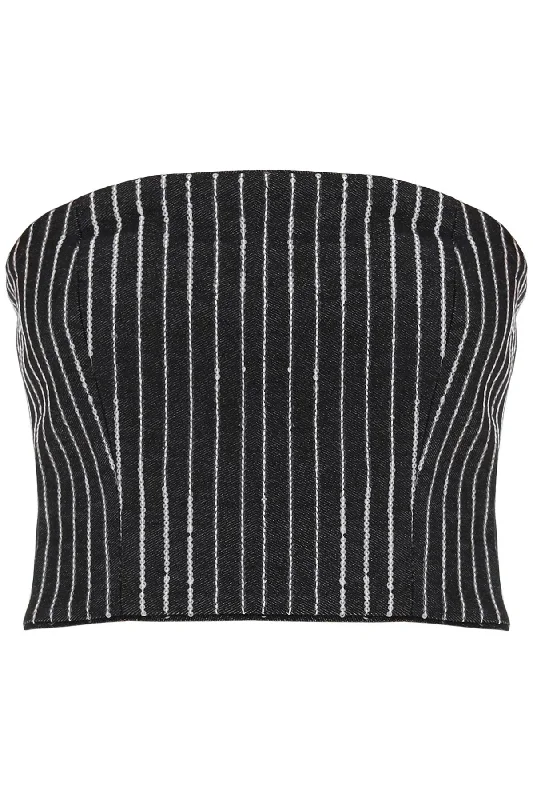 Rotate Women's Cropped Top With Sequined Stripes