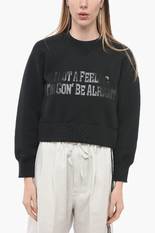 Sacai Side Split I GOT A FEELING Cropped Fit Sweatshirt