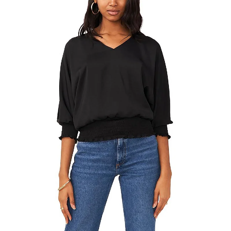 Sam and Jess Womens V Neck Bishop Sleeve Blouse