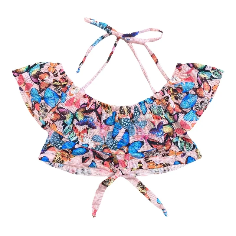 BUTTERFLY RUFFLE CROP TOP