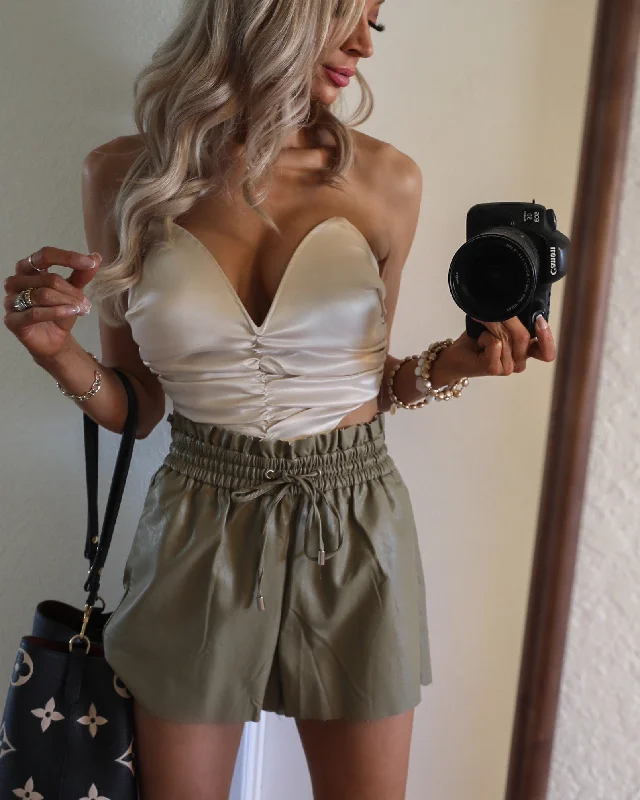 Sweetheart Ivory Satin Crop Top